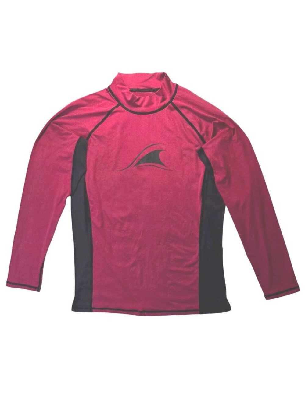 TSLA Youth Long Sleeve Rash Guard Swim Shirt Red Black Large Polyester Elastane